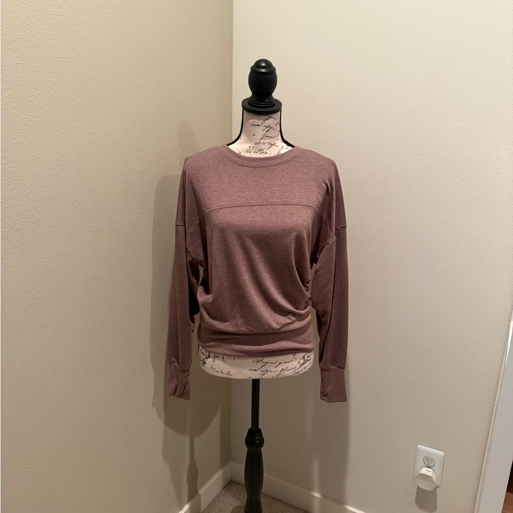 Tahari Brown Long Sleeve Relaxed Sweatshirt